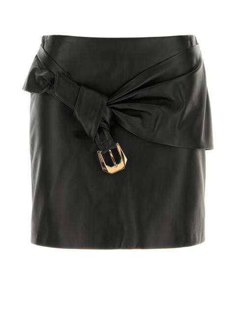 VERSACE Black leather mini skirt
