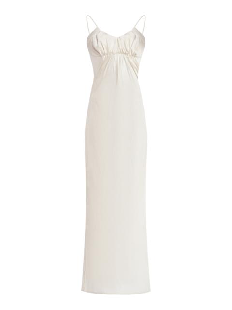 Jil Sander Gathered Cupro-Blend Midi Dress ivory