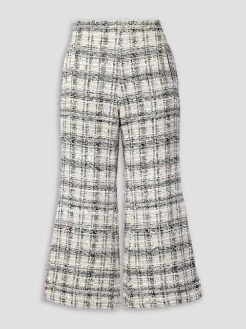 Other Designers Cropped checked cotton-blend bouclé flared trousers