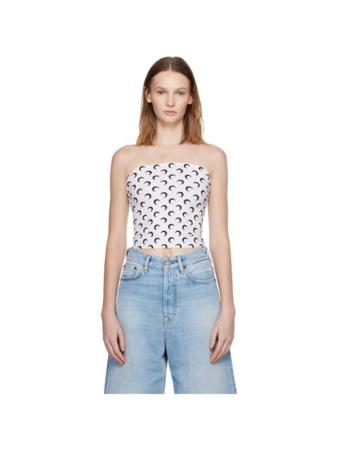Marine Serre White Moon Printed Jersey Second Skin Tube Top