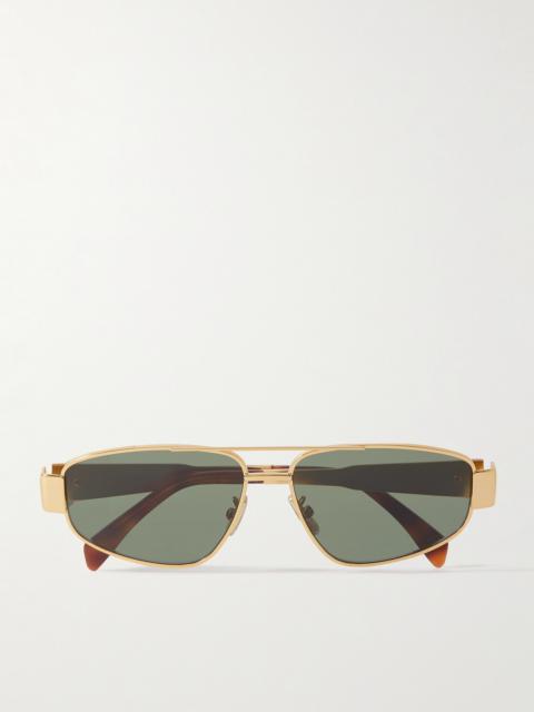 CELINE Triomphe Aviator-style Gold-tone And Acetate Sunglasses