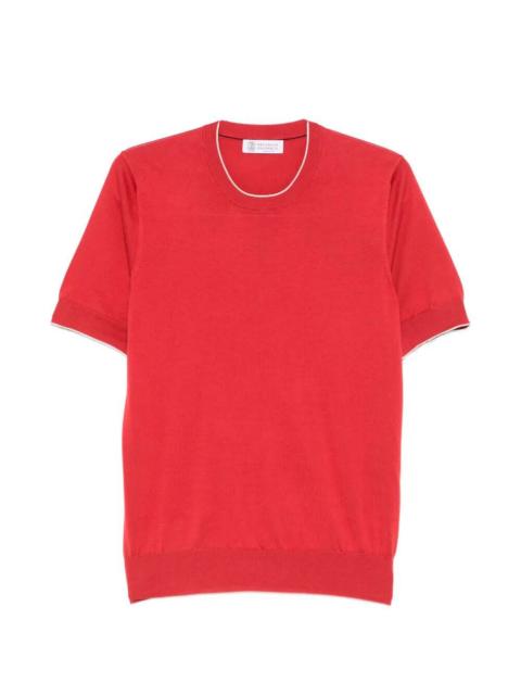 Brunello Cucinelli Cotton Lightweight Knit T-Shirt With Contrast Details