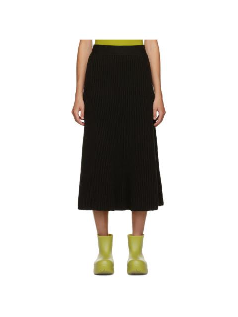 Bottega Veneta Brown Rib Distorted Mid-Length Skirt