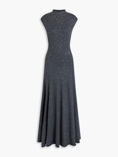 maje Crystal-embellished knitted maxi dress