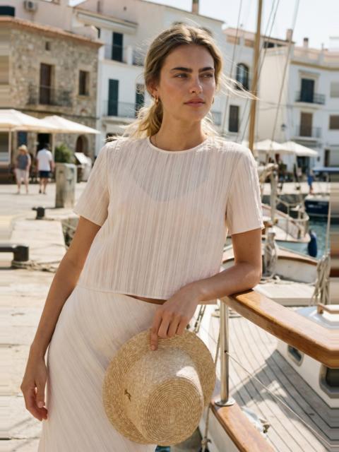 CAMI NYC JOSEY JACQUARD STRIPE TEE OAT