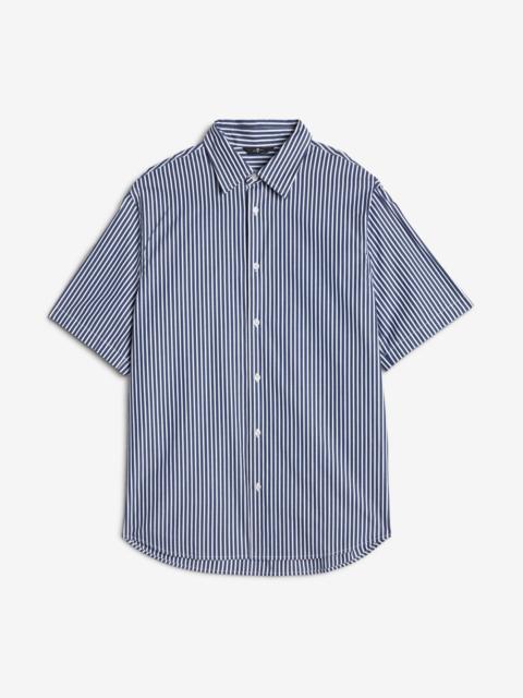 7 For All Mankind Short Sleeve Poplin Shirt in Navy Stripe
