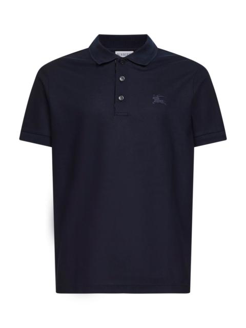 Burberry Burberry Men Blue Cotton Pique Polo Shirt With Embroidered Equestrian Knight Design