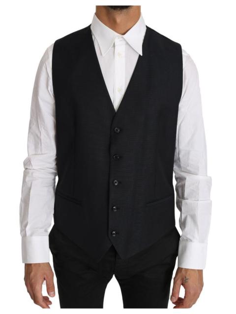 Dolce & Gabbana Gray Wool Silk Waistcoat Vest