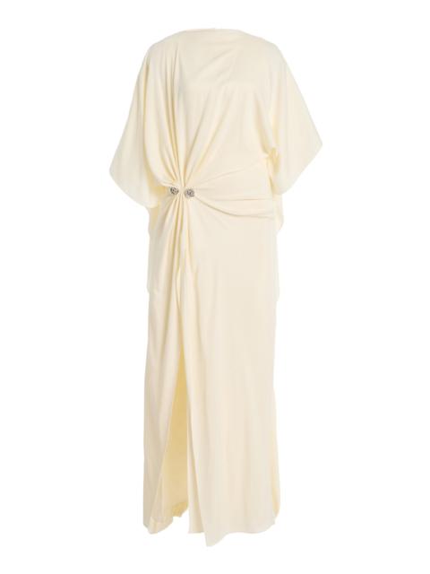 BRANDON MAXWELL The Lucia Draped Maxi Dress ivory