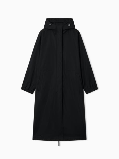 EMPORIO ARMANI HOODED TRENCH COAT IN NYLON TWILL