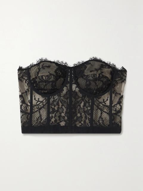 Alexander McQueen Satin-trimmed Cotton-blend Corded Lace Bustier Top