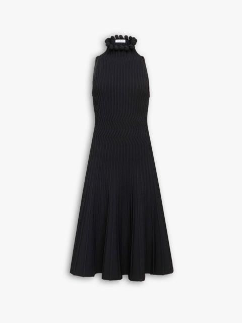 Alaïa RIBBED KNIT CURLED HIGH NECK DRESS