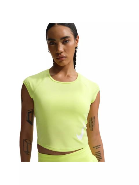 Nike Women's Tempo Swoosh Dri-FIT Cap-Sleeve Running Top -Yellow