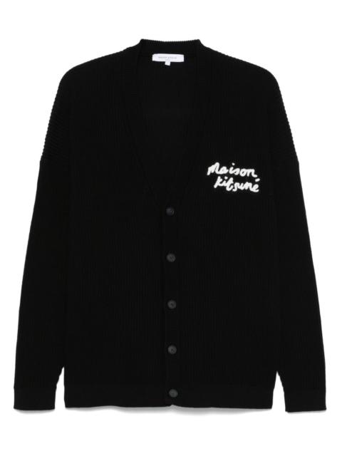 Maison Kitsuné handwriting-embroidered ribbed cardigan