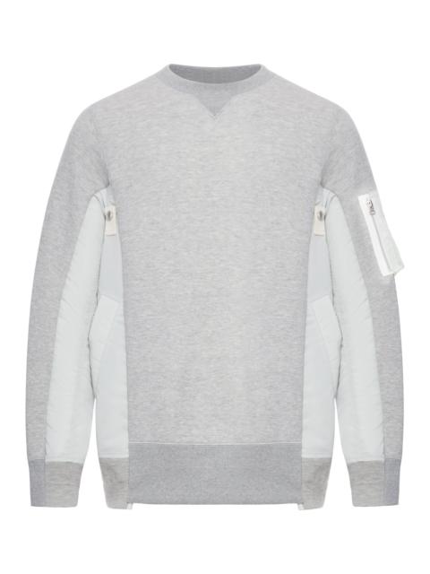sacai COTTON BLEND SWEATSHIRT WITH NYLON DETAILS APPLIED