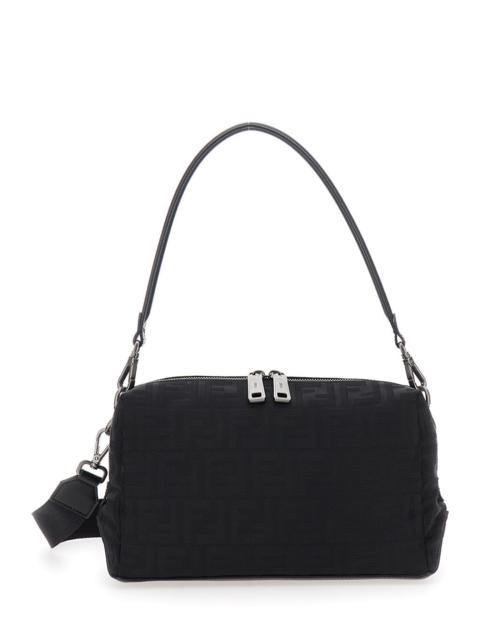 FENDI Fendi Men 'Lui Medium' Black Shoulder Bag With All-Over Ff Motif In Tech Fabric Woman