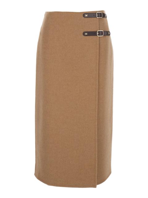 Max Mara Max Mara Women 'Curzio' Beige Skirt With Front Straps And Rear Zip Closure In Wool Woman
