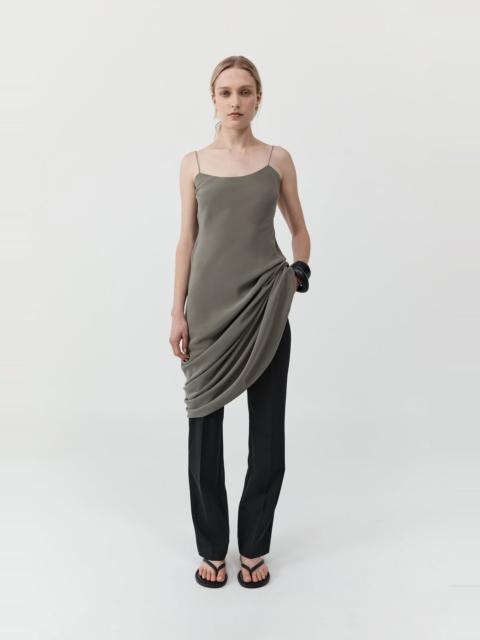ST. AGNI Silk Slip Dress - Smokey Olive