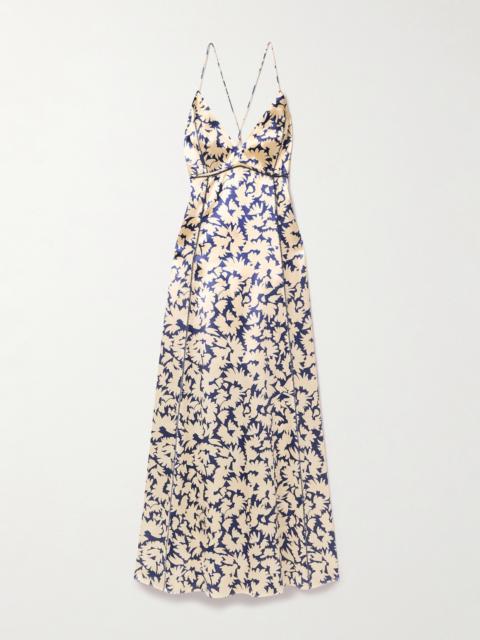 ULLA JOHNSON Evie Floral-print Satin Maxi Dress
