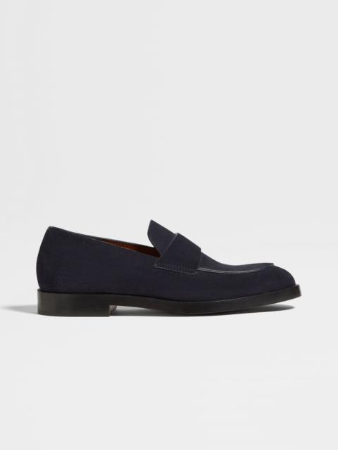 ZEGNA NAVY BLUE SUEDE TORINO LOAFERS