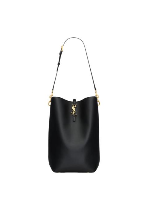 SAINT LAURENT SAINT LAURENT Le 37 Long Black Grained Lthr Bucket Bag New