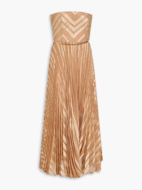 Zimmermann Strapless pleated jacquard midi dress