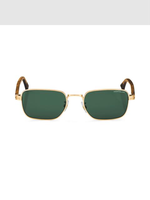 Montblanc Rectangular Sunglasses with Gold-Colored Metal Frame