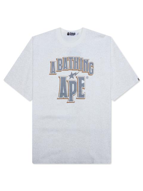 A BATHING APE® CRACK PRINT PATTERN LOGO RELAXED FIT TEE - WHITE