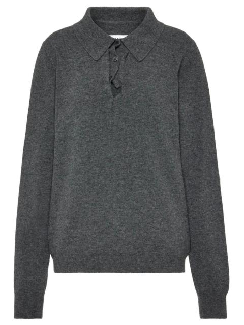 Maison Margiela Draped Collar Wool Polo Sweater Women