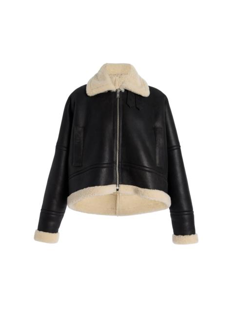 Proenza Schouler Alya Merino Shearling Jacket black/white