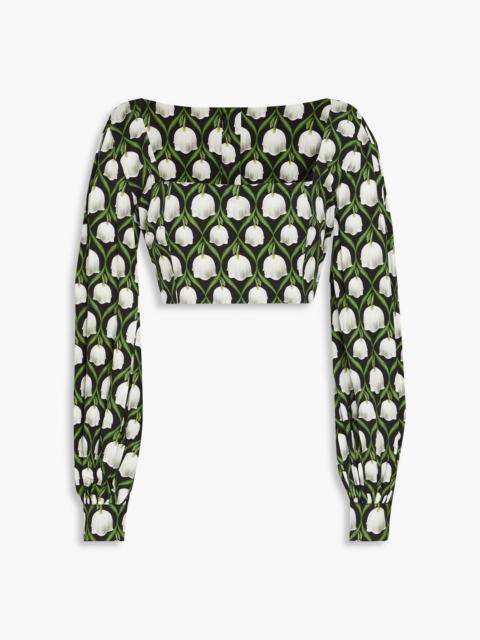 Agua by Agua Bendita Pera cropped floral-print twill top