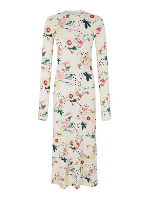 rabanne Floral Jersey-Knit Midi Dress multi