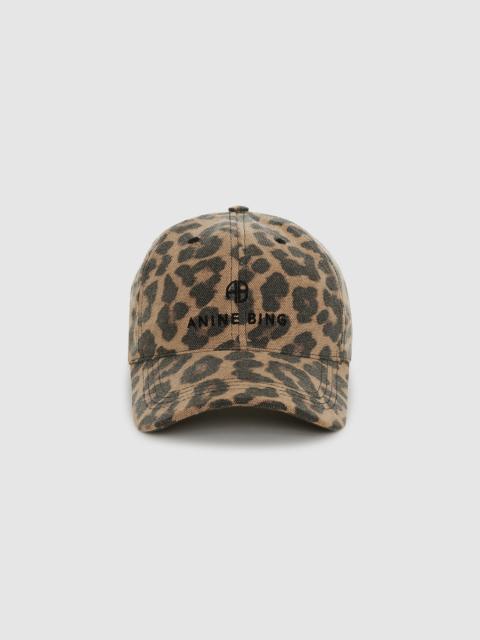 ANINE BING ANINE BING Jeremy Baseball Cap in Black And Brown Leopard at Nordstrom