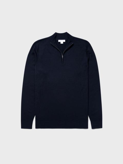 Sunspel Fine Merino Wool Zip Neck