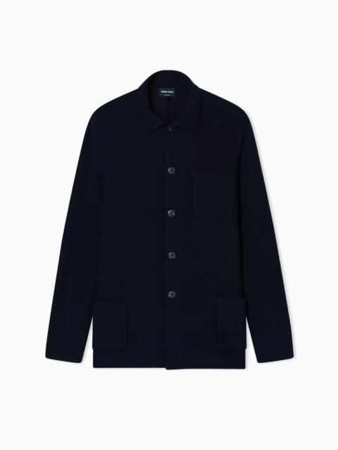 GIORGIO ARMANI SINGLE-BREASTED JACKET IN A LINKS-STITCH COTTON KNIT