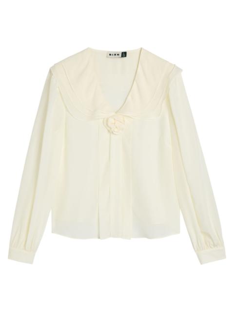 RIXO Rixo Emelin Floral-appliquéd Silk Blouse