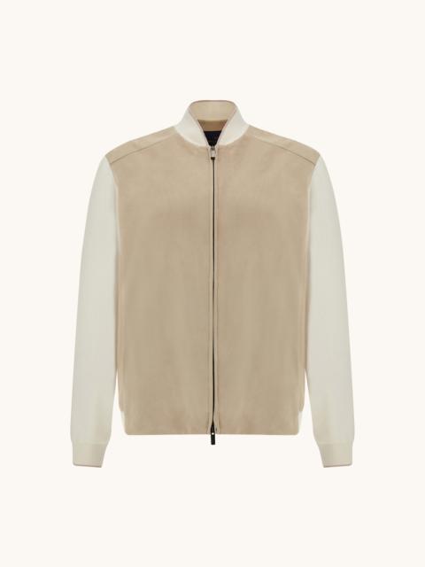 Paul & Shark HYBRID BOMBER IN COTTON‑SILK KNIT WITH AQUALEATHER SUEDE