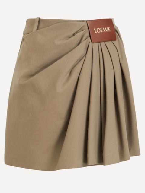Loewe Khaki Draped Cotton-Silk Skirt