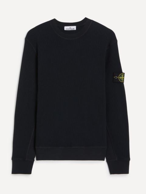 Stone Island Navy Cotton Waffle Fleece Sweatshirt