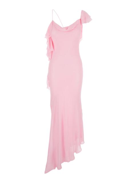 self-portrait Self-Portrait Women Pink Long Dress With Ruffles In Georgette For Women