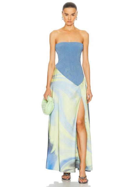 SIMKHAI Kory Bustier Combo Midi Dress