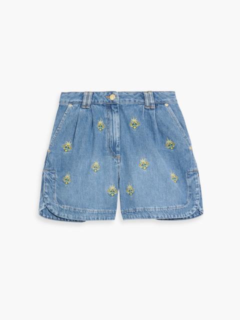 FARM RIO Embroidered denim shorts