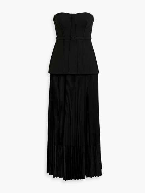 SIMKHAI Prisca strapless peplum crepe midi dress