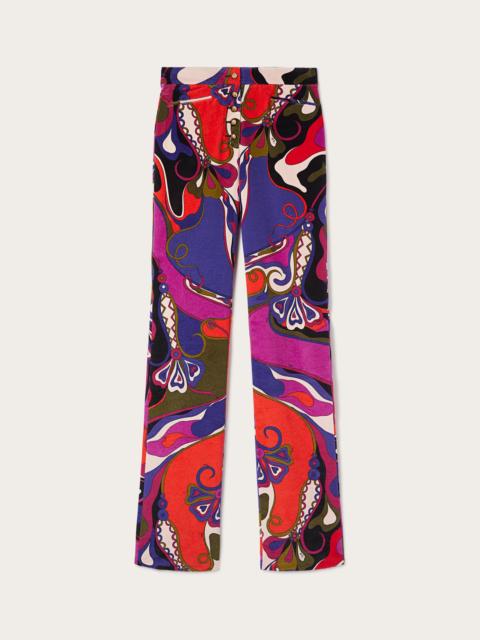 PUCCI ORCHIDEE PRINT STRAIGHT VELVET PANTS