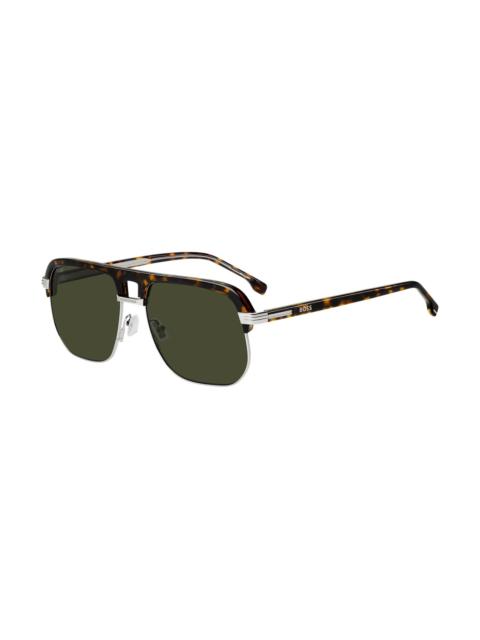 BOSS HAVANA-ACETATE SUNGLASSES WITH SPOILER-EFFECT DOUBLE BRIDGE