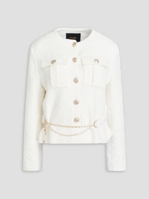 maje Belted cotton-blend tweed jacket