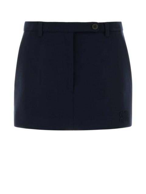 Miu Miu Miu Miu Women Navy Stretch Jersey Mini Skirt