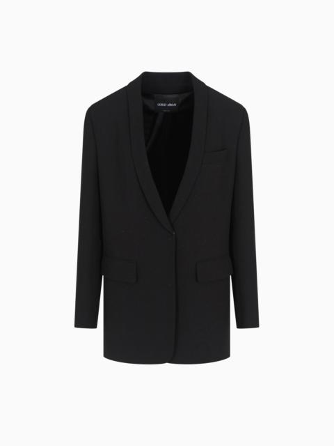GIORGIO ARMANI GLITTER SILK-CADY SINGLE-BREASTED JACKET