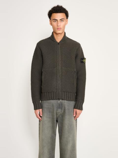 Stone Island STONE ISLAND PURE WOOL JUMPER WITH ZIP POCKETS MILITARY GREEN
