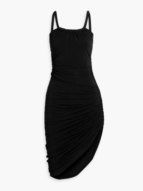 Balmain Open-back asymmetric stretch-jersey dress